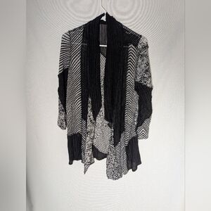 Chico's Travelers Collection Mesh Patchwork Animal Jacket Open Cardigan Size 1